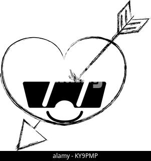 figure happy heart with arrow kawaii and arms Stock Vector Image & Art ...
