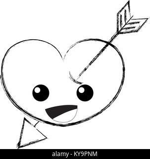 figure happy heart with arrow kawaii and sunglasses Stock Vector Image ...