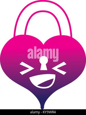 silhouette happy heart padlock kawaii with arms and legs Stock Vector ...
