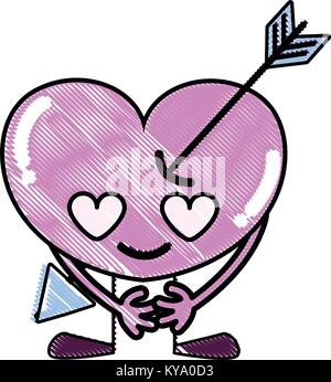 grated heart with arrow in love kawaii and arms Stock Vector Image ...