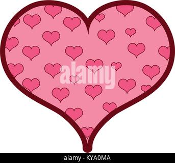 line color hearts design inside big heart decoration Stock Vector