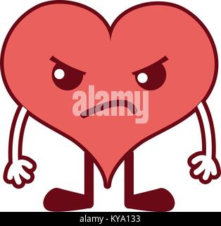 color angry heart passion kawaii with arms and legs Stock Vector Image ...