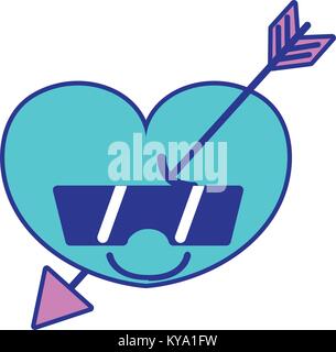 full color happy heart with arrow kawaii character Stock Vector Image ...