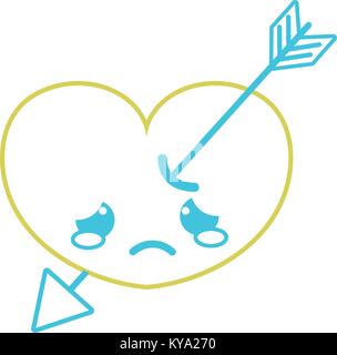line color crying heart with arrow kawaii and legs Stock Vector Image ...