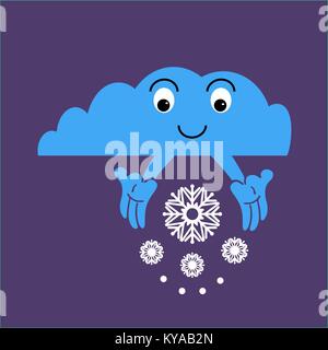 Snowing - happy emoji weather icon - simple vector illustration Stock Vector