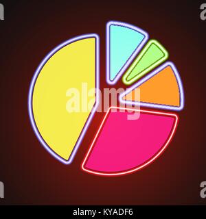 Glowin neon pie chart graph illustration icon Stock Vector