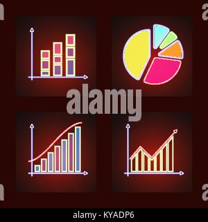 Set of business and statistical graph illustration icons Stock Vector ...