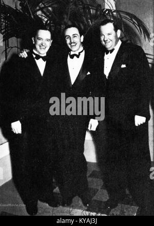 Stan Laurel, Walt Disney and Oliver Hardy in the mid 30’s Stock Photo