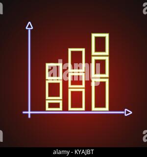 Bar graph - glowing neon illustration icon Stock Vector