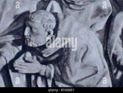 Detail view of the funerary monument to Saint Dominique and the Resurrection of Napoleone Orsini, located in the church of Santa Maria sopra Minerva in Rome, showing high-Renaissance marble sculpture and religious iconography. Stock Photo