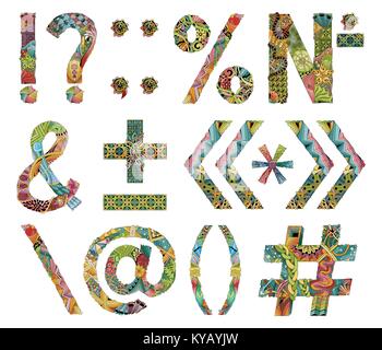 Hand-painted art design. Colorfull hand drawn illustration alphabet. Part 6 Stock Vector