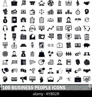 100 business people icons set in simple style for any design vector illustration Stock Vector