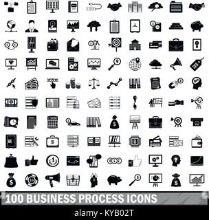 100 business process icons set in simple style for any design vector illustration Stock Vector