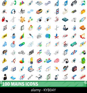 100 mains icons set in isometric 3d style for any design vector illustration Stock Vector