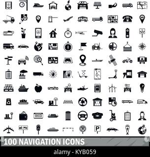 100 navigation icons set in simple style for any design vector illustration Stock Vector