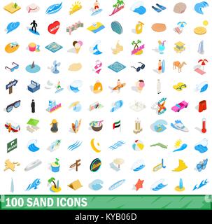 100 sand icons set in isometric 3d style for any design vector illustration Stock Vector