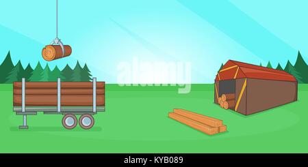 Logging banner horizontal concept. Cartoon illustration of logging banner horizontal vector for web Stock Vector