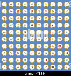 100 metier icons circle set on blue background cartoon style vector illustration Stock Vector