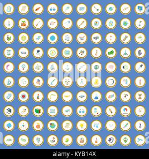 100 research and development icons circle set on blue background cartoon style vector illustration Stock Vector