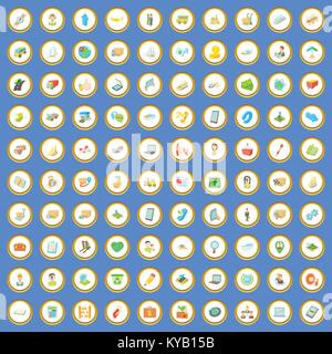 100 shipping icons circle set on blue background cartoon style vector illustration Stock Vector