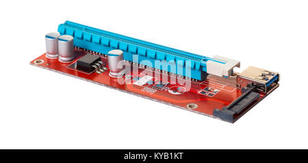 electronic microcircuit close-up on white isolated background Stock Photo