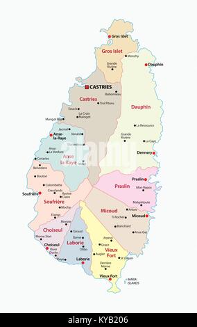 Saint Lucia Administrative And Political Vector Map Kyb206 