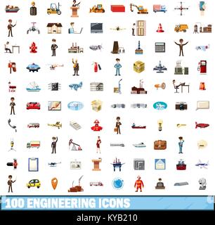 100 engineering icons set in cartoon style Stock Vector Image & Art - Alamy