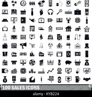 100 sales icons set in simple style for any design vector illustration Stock Vector