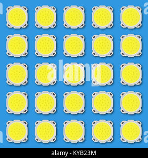 Electrical grid - LED Light-emitting diodes of big power isolated on a blue background. Stock Photo