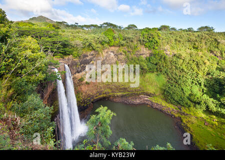 The famous Wailua Falls in Kauai, Hawaii. Stock Photo
