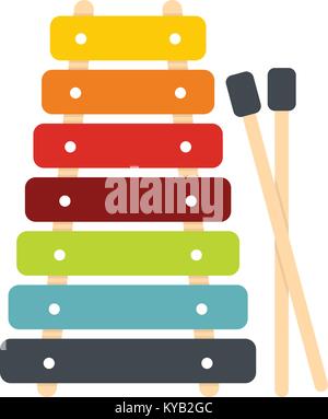 Colorful xylophone toy and sticks icon flat isolated on white background vector illustration Stock Vector