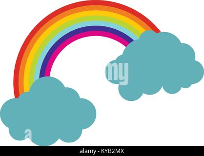 Rainbow and clouds icon flat isolated on white background vector illustration Stock Vector