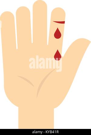 Bleeding human thumb icon flat isolated on white background vector illustration Stock Vector