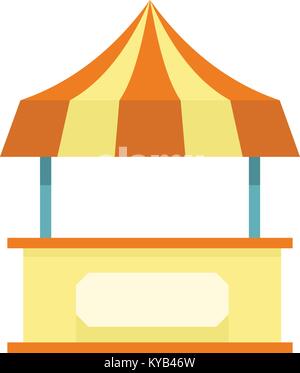 Shopping counter with orange tent icon flat isolated on white background vector illustration Stock Vector