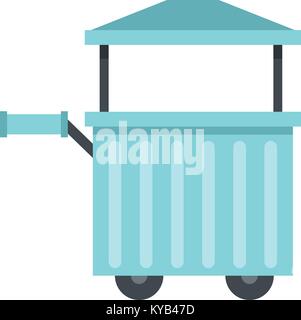 Blue trolley with awning icon flat isolated on white background vector illustration Stock Vector