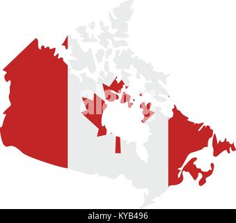 Map of Canada in national flag colors icon flat isolated on white background vector illustration Stock Vector