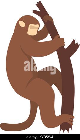 Macaque is climbing up on a tree icon isolated Stock Vector