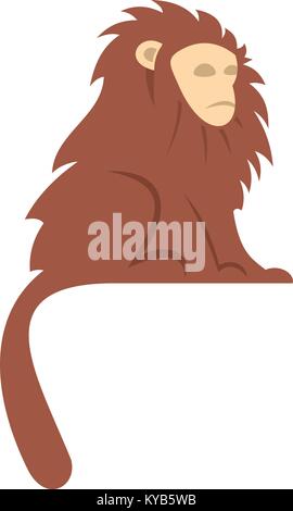 Monkey with long brown hair i icon isolated Stock Vector