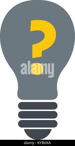 Gray light bulb with question mark inside icon Stock Vector