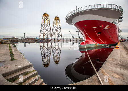 Leith Docks Edinburgh with various ships in dock Stock Photo