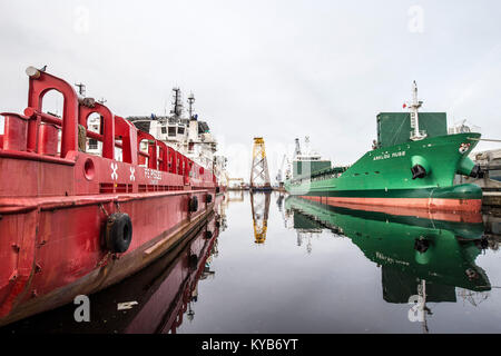 Leith Docks Edinburgh with various ships in dock Stock Photo