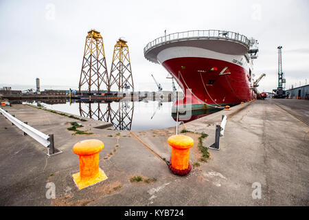 Leith Docks Edinburgh with various ships in dock Stock Photo