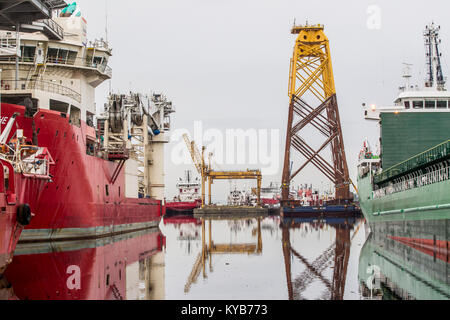 Leith Docks Edinburgh with various ships in dock Stock Photo