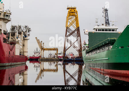 Leith Docks Edinburgh with various ships in dock Stock Photo