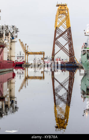 Leith Docks Edinburgh with various ships in dock Stock Photo