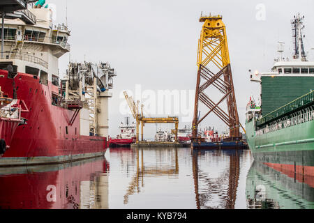 Leith Docks Edinburgh with various ships in dock Stock Photo