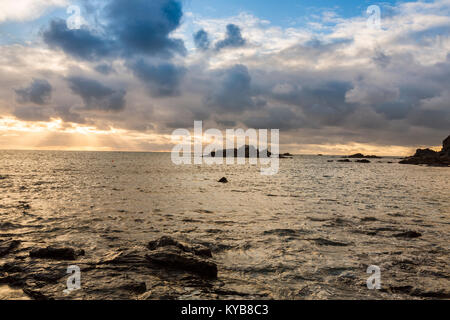 A winter sunset at Lizard Point, the southernmost point on the British mainland in Cornwall, England, UK Stock Photo