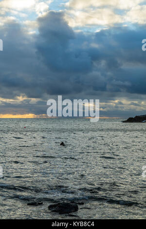 A winter sunset at Lizard Point, the southernmost point on the British mainland in Cornwall, England, UK Stock Photo