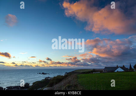 A winter sunset at Lizard Point, the southernmost point on the British mainland in Cornwall, England, UK Stock Photo