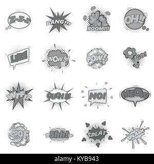 Comic sound cloud set monochrome Stock Vector